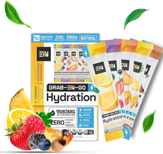 Sugar-Free Keto Electrolytes Sampler Pack - Single-Serving Powder Packets for Hydration, Vegan, Organic, Non-GMO, Gluten-Free - 10 CT