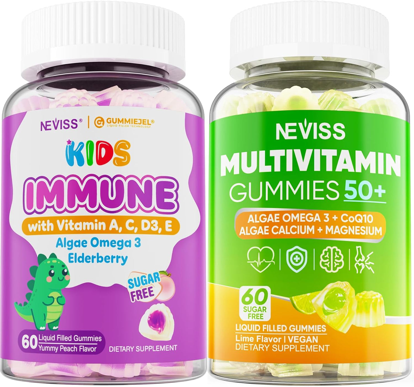 Sugar-Free Kids Immune Support & Multivitamin Gummies Bundle - 120 Count