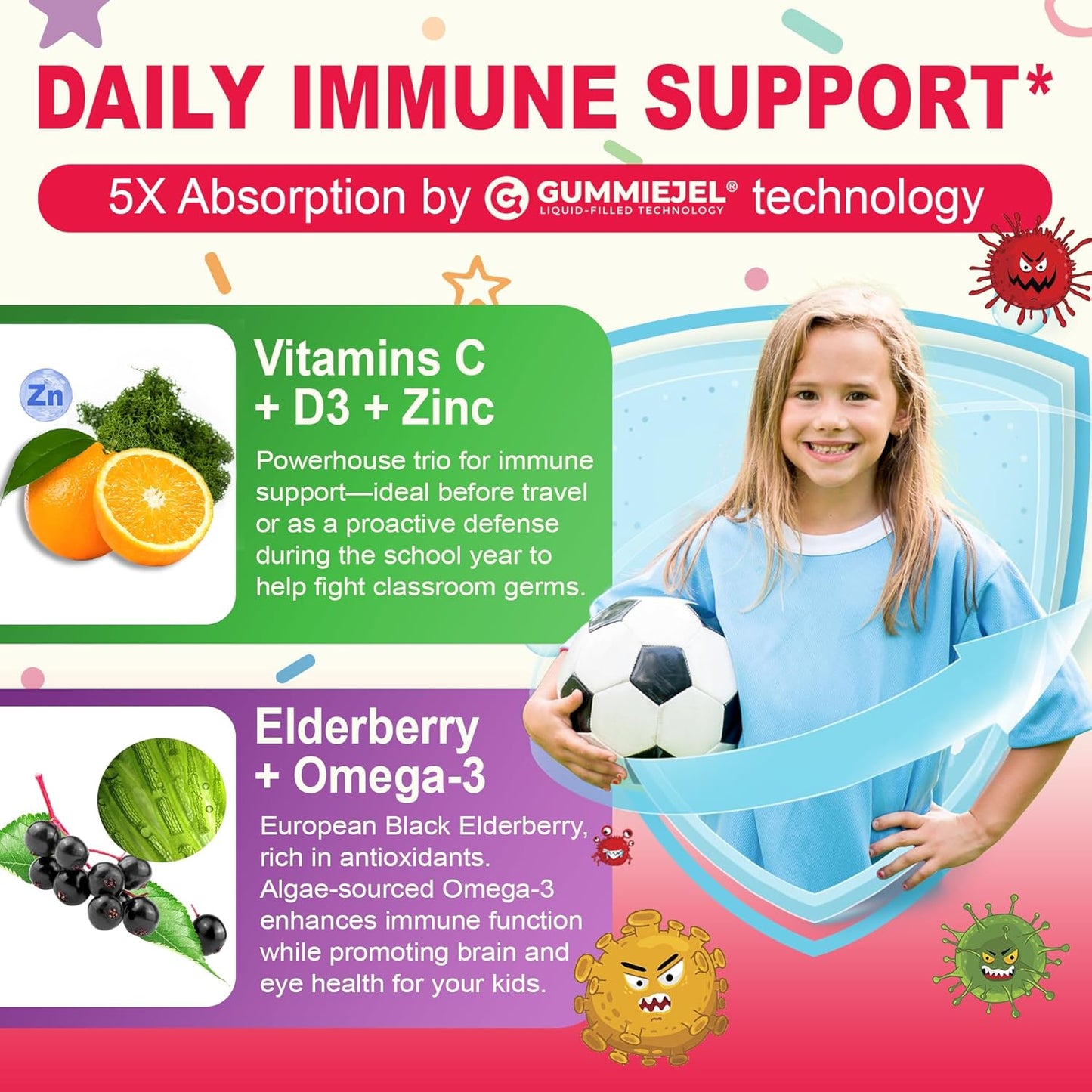 Sugar-Free Kids Immune Support & Multivitamin Gummies Bundle - 120 Count