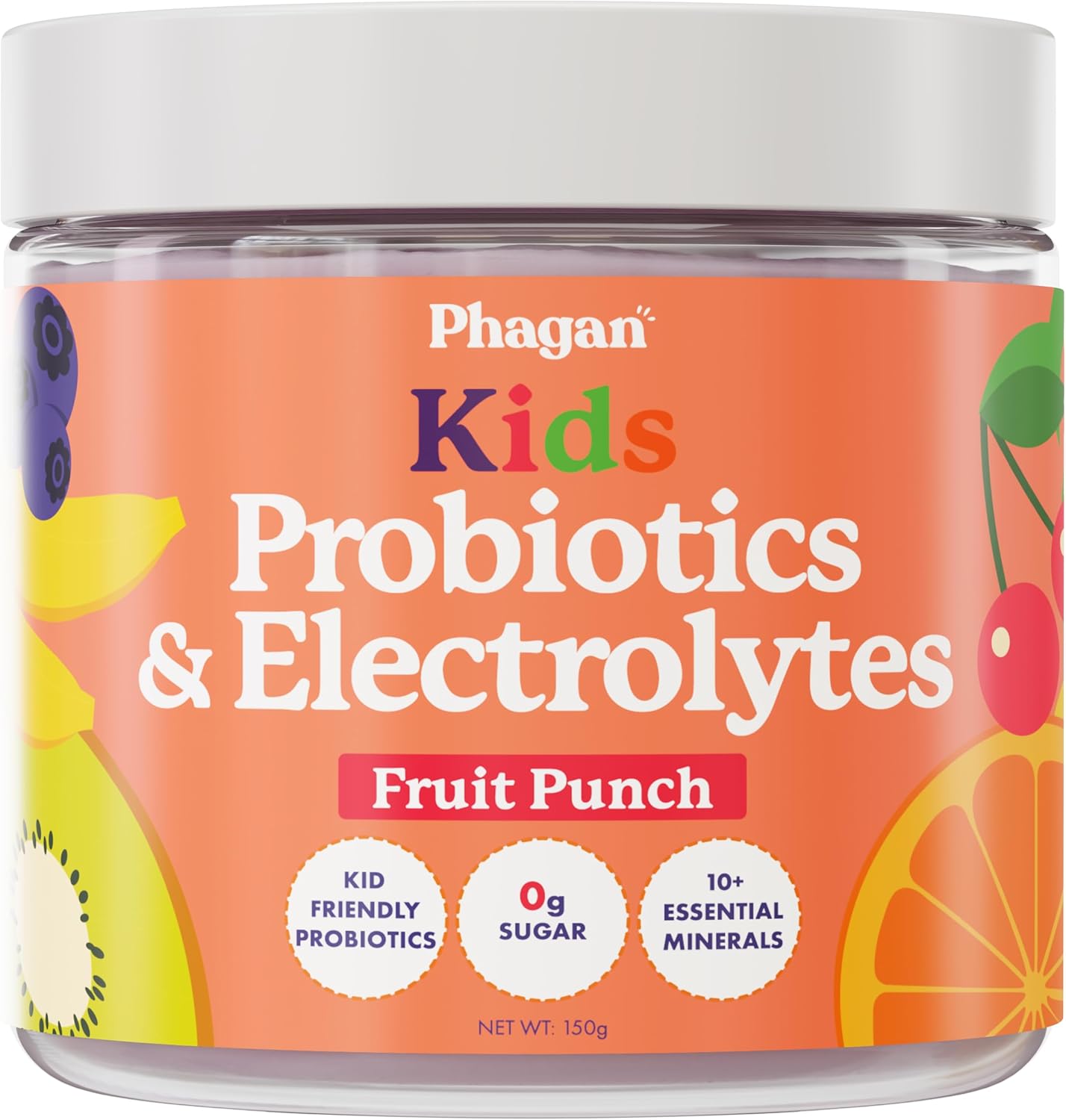 Sugar-Free Kids Probiotic Electrolyte Powder for Hydration, Digestive & Immune Support - Essential Minerals for Active Kids - Electrolyte Powder