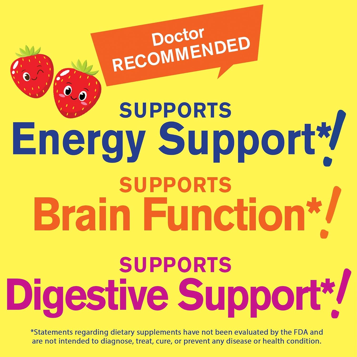 Sugar Free Kids Vitamin B Complex Gummies with Vitamin C and Folic Acid for Immune and Energy Support - Strawberry Flavor - 60 Count