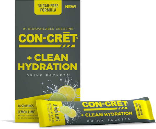Sugar-Free Lemon Lime Electrolyte Powder Packets with Creatine HCl for Hydration and Recovery - 14 Count
