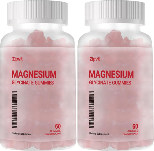 Sugar-Free Magnesium Glycinate Gummies - 1000mg with Vitamin D, B6, CoQ10 for Calm Mood & Sleep Support - 120 Strawberry Gummies