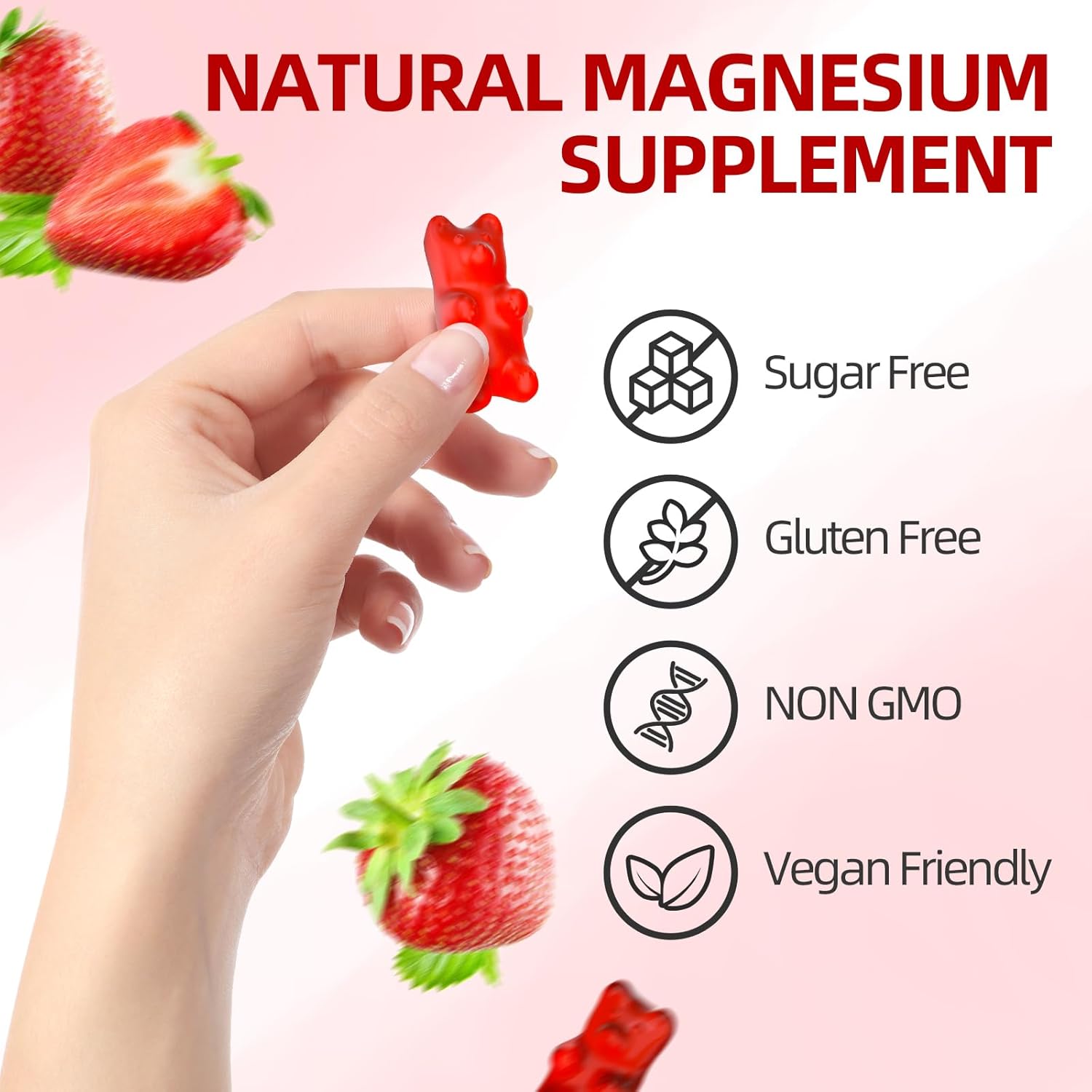 Sugar-Free Magnesium Glycinate Gummies 600MG for Adults and Kids - Vitamin D, B6, CoQ10 for Mood and Energy Support - 120 Count