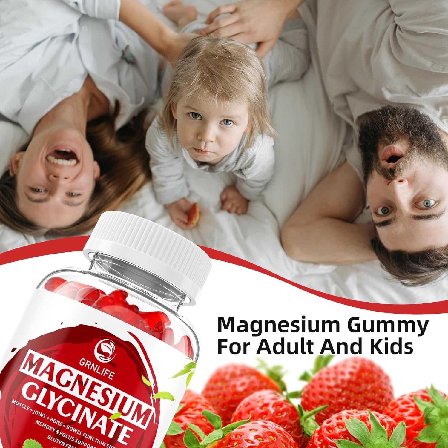 Sugar-Free Magnesium Glycinate Gummies 600MG for Adults and Kids - Vitamin D, B6, CoQ10 for Mood and Energy Support - 120 Count