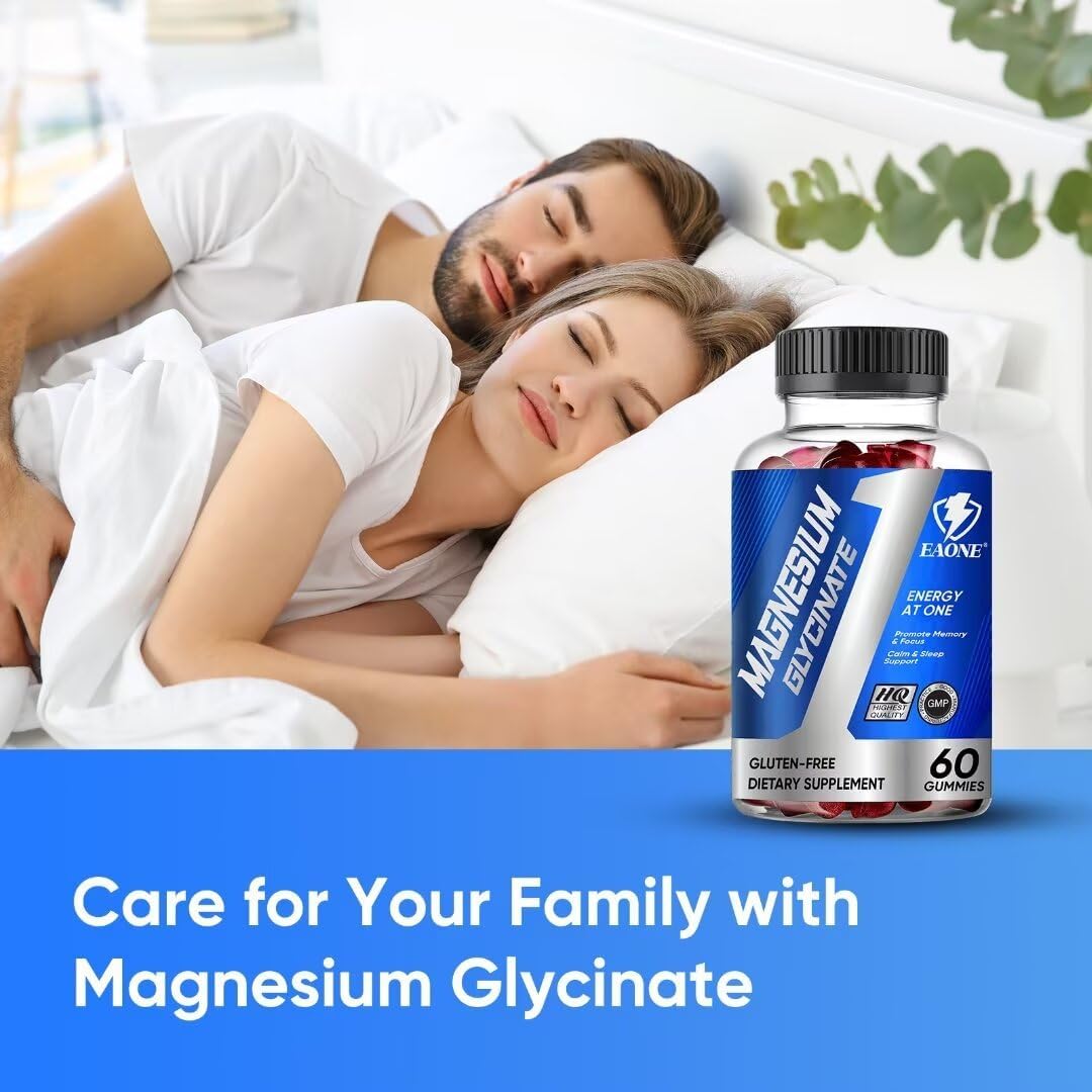 Sugar-Free Magnesium Glycinate Gummies for Relaxation and Sleep - Adult & Kid-Friendly Magnesium Supplement for Muscle Tension and Nerve Relief