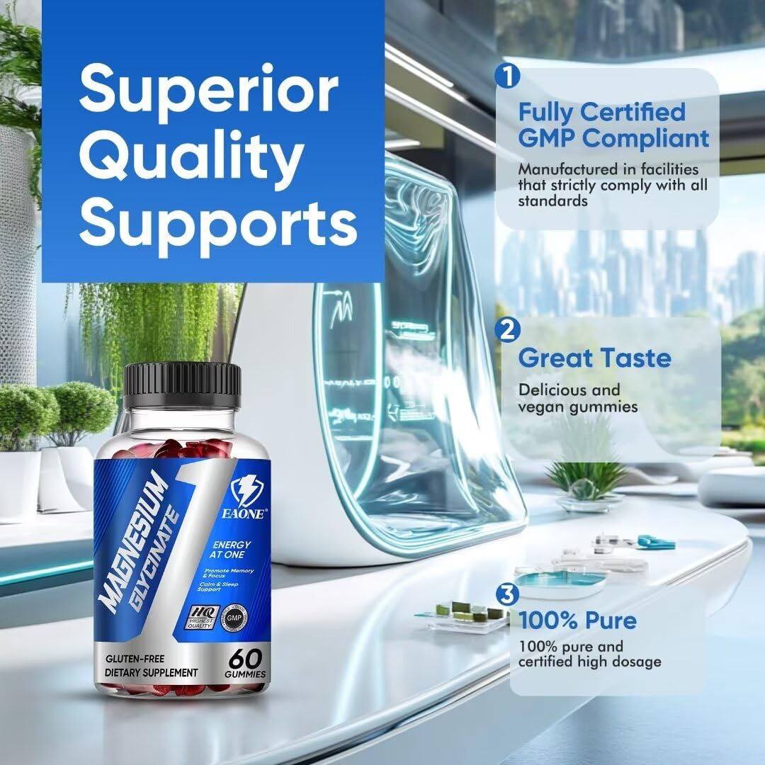 Sugar-Free Magnesium Glycinate Gummies for Relaxation and Sleep - Adult & Kid-Friendly Magnesium Supplement for Muscle Tension and Nerve Relief