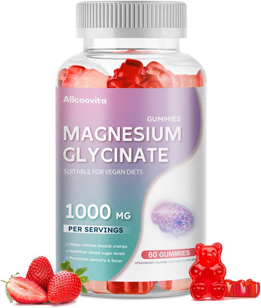 Sugar Free Magnesium Glycinate Gummies with Vitamin D, B6, CoQ10 for Calm Mood & Sleep - 60 Strawberry Gummies - BoostGo Australia