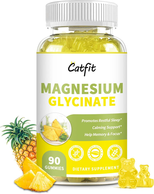 Sugar-Free Magnesium Glycinate Gummies with Vitamin D, B6, B12 - 90 Ct - Non-GMO for Adults & Kids - Supports Calmness & Sleep