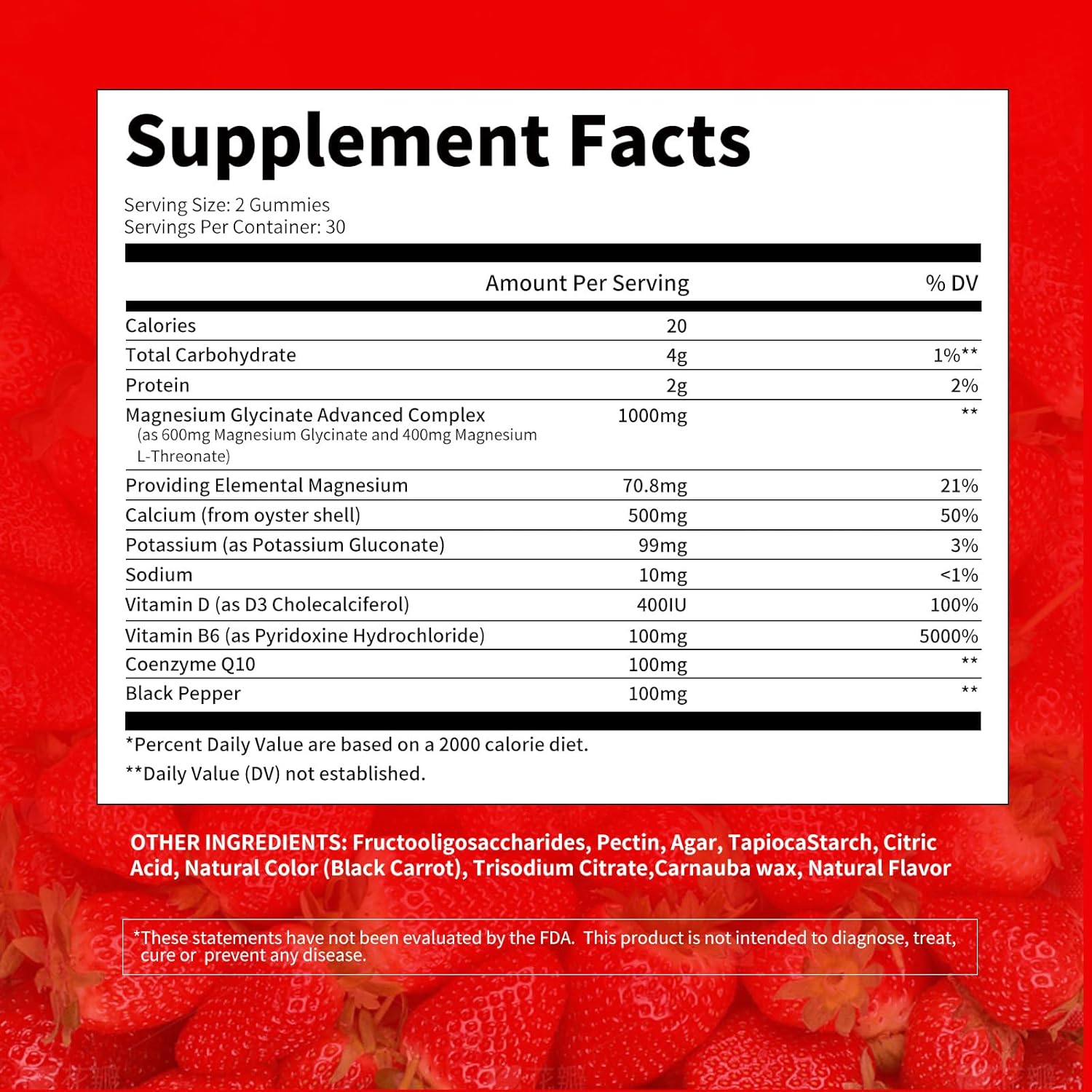 Sugar Free Magnesium Glycinate Gummies with Vitamin D, B6, CoQ10 for Calm Mood & Sleep - 60 Strawberry Gummies - BoostGo Australia