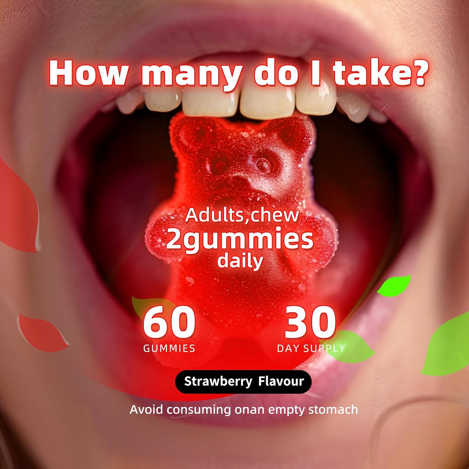 Sugar Free Magnesium Glycinate Gummies with Vitamin D, B6, CoQ10 for Calm Mood & Sleep - 60 Strawberry Gummies - BoostGo Australia