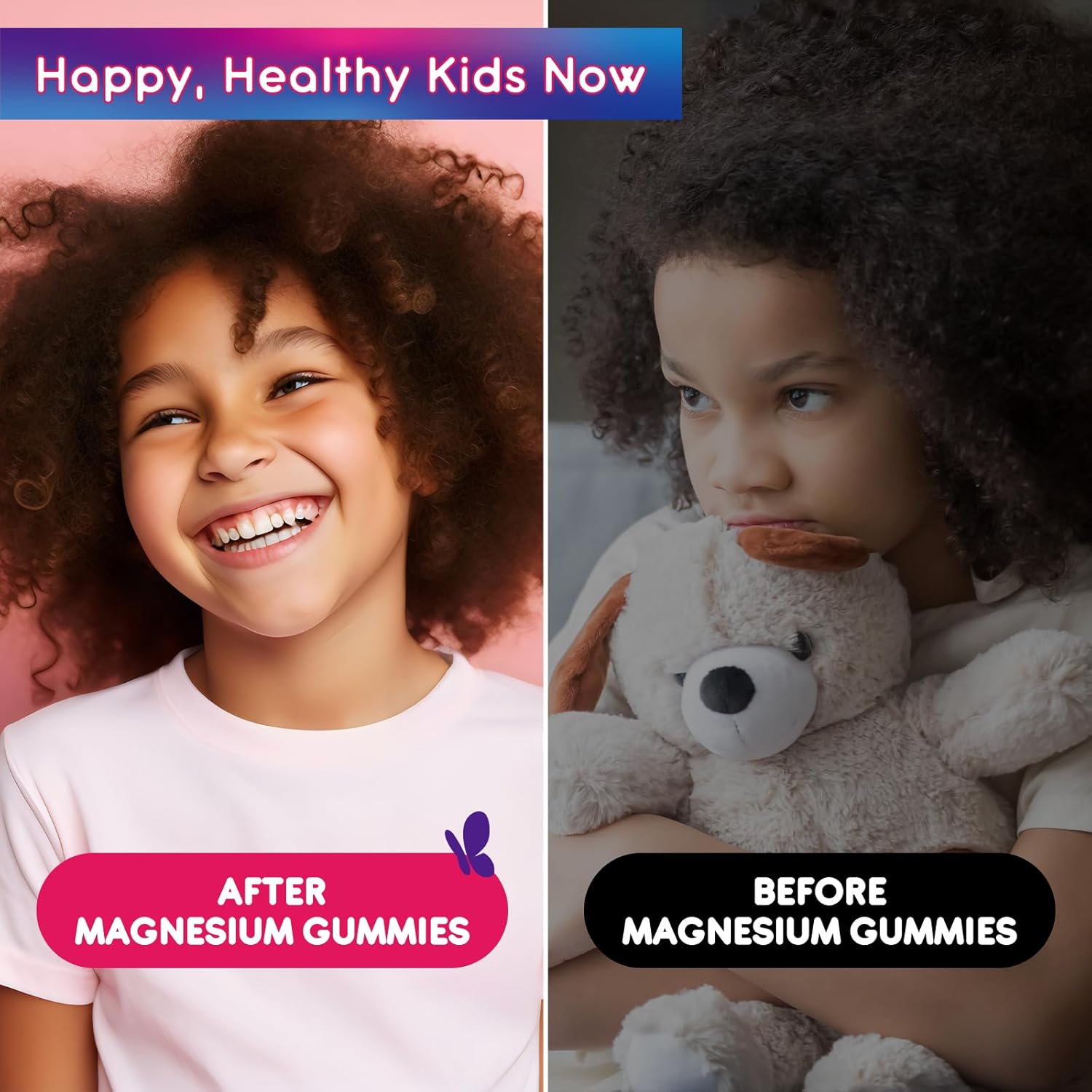 Sugar-Free Magnesium Gummies for Kids & Adults with L-Theanine and Vitamin D - 60ct