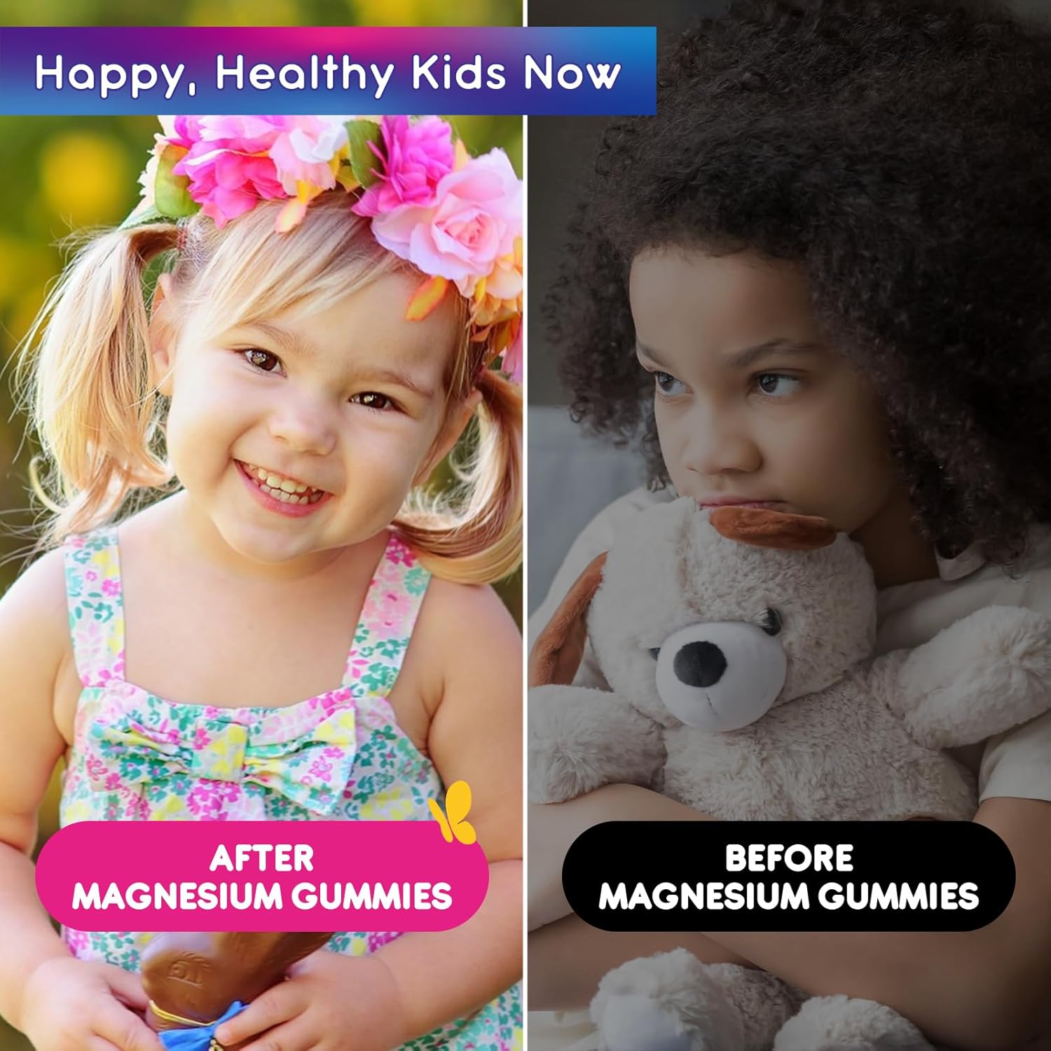Sugar-Free Magnesium Gummies with L-Theanine & Chamomile for Kids & Adults - 60ct