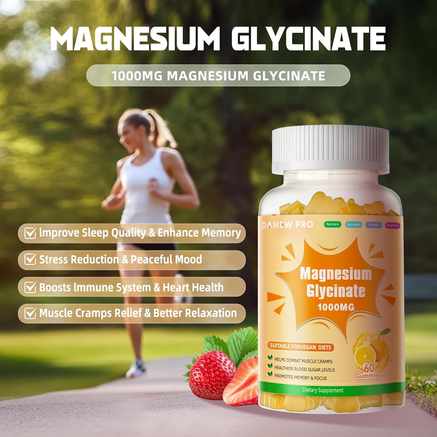 Sugar-Free Magnesium Gummies with Vitamin D & Potassium for Sleep Support - 120 Count