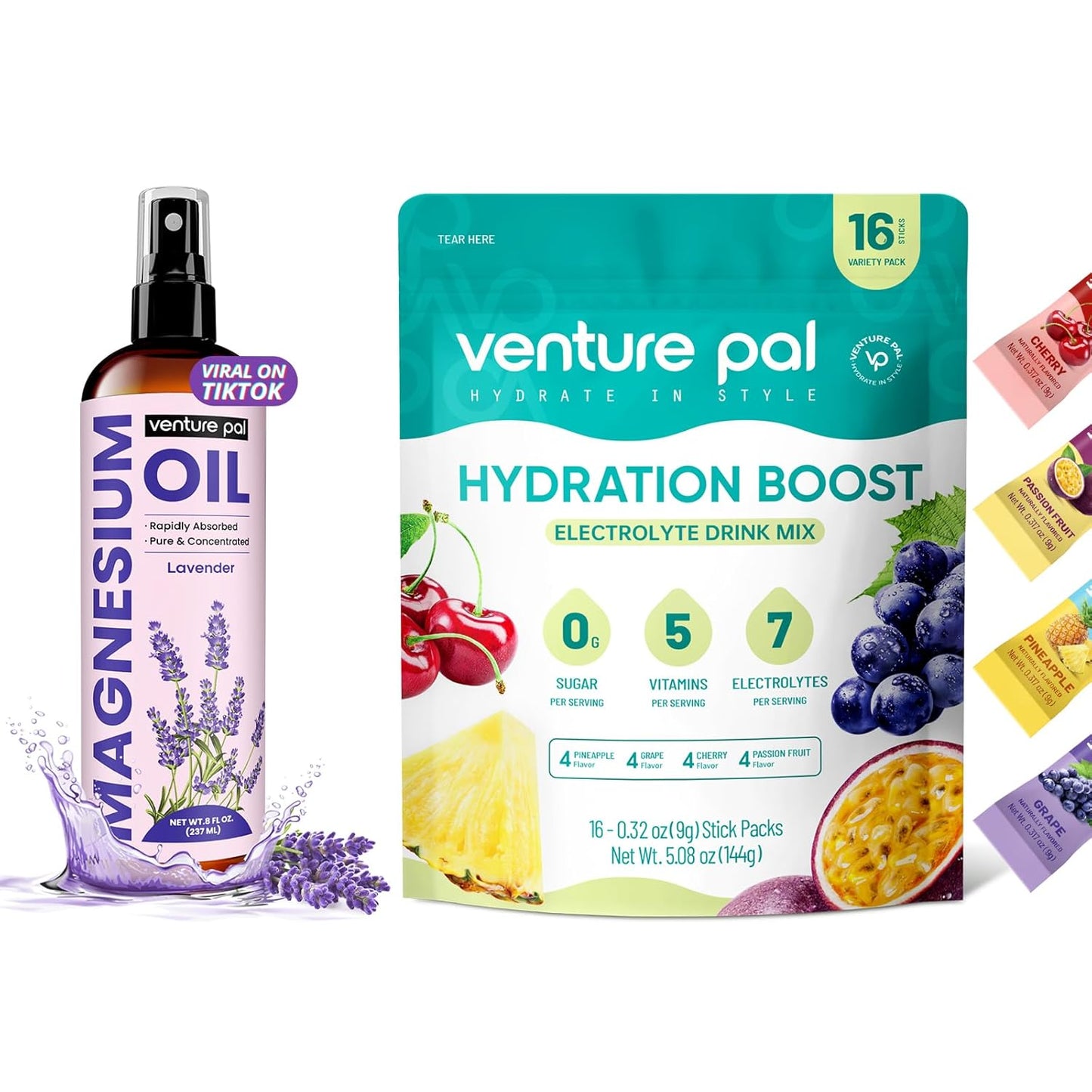 Sugar-Free Magnesium Oil Electrolyte Powder Packets by Venture Pal