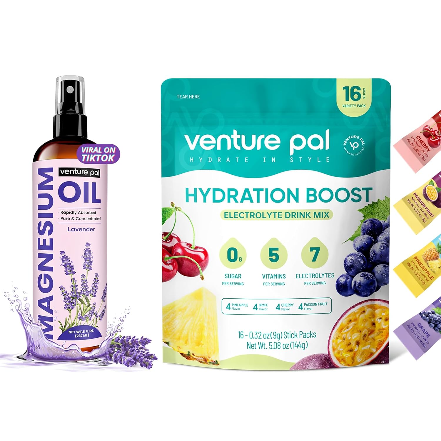 Sugar-Free Magnesium Oil Electrolyte Powder Packets by Venture Pal