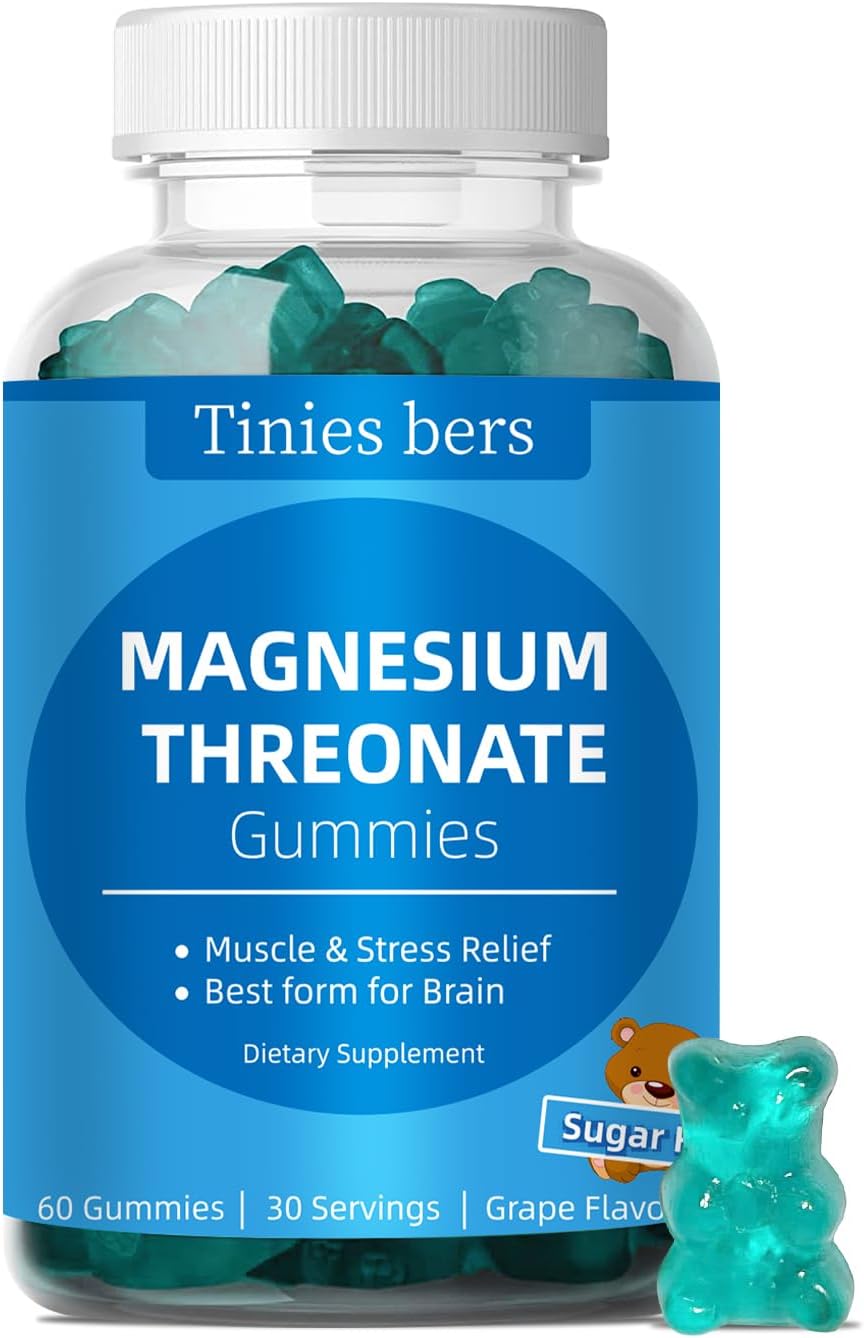 Sugar-Free Magnesium Threonate & Potassium Gummies 500mg - Fruits Flavor, Vegan, Pectin, Non-GMO, Gluten-Free - for Adults & Kids