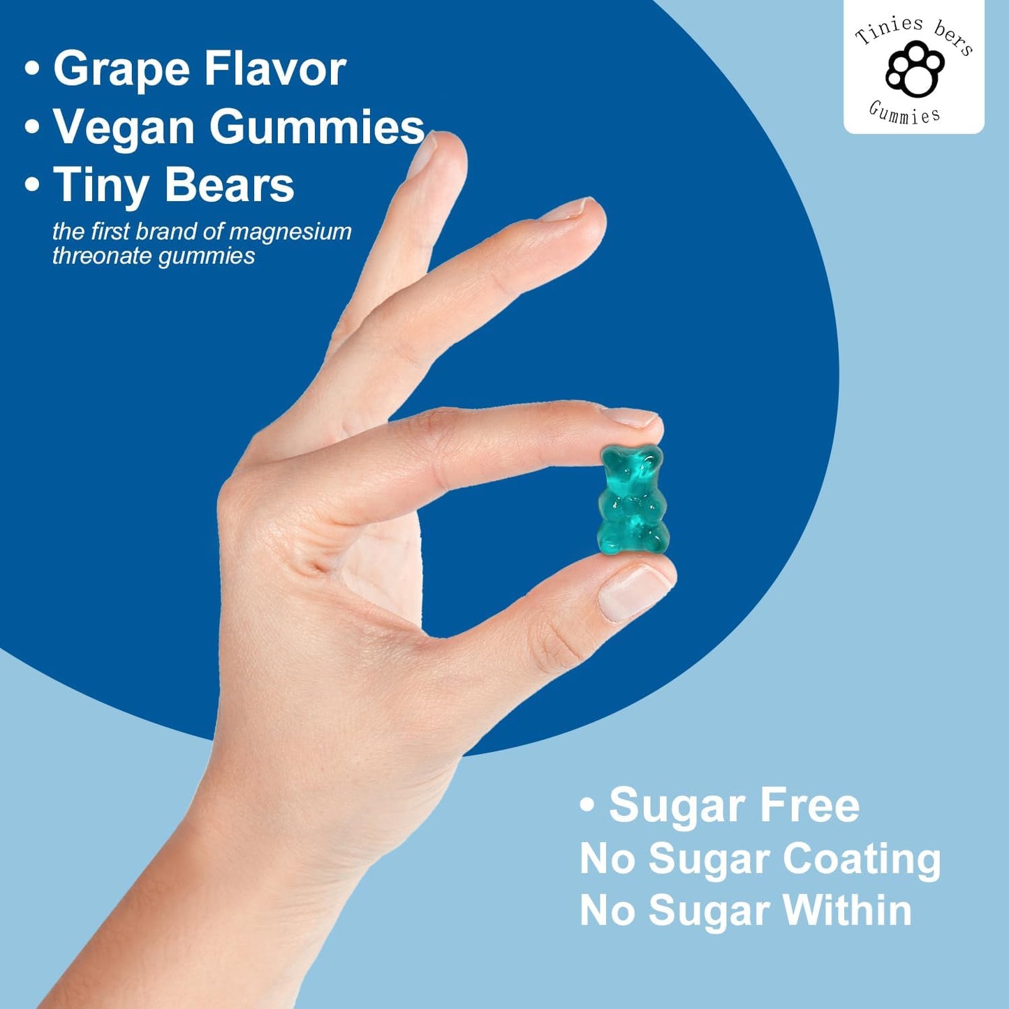 Sugar-Free Magnesium Threonate & Potassium Gummies 500mg - Fruits Flavor, Vegan, Pectin, Non-GMO, Gluten-Free - for Adults & Kids