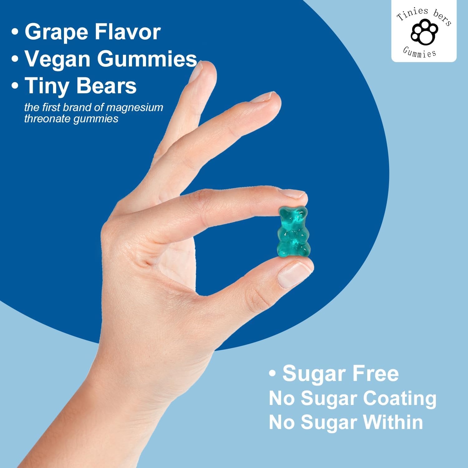 Sugar-Free Magnesium Threonate & Potassium Gummies 500mg - Fruits Flavor, Vegan, Pectin, Non-GMO, Gluten-Free - for Adults & Kids