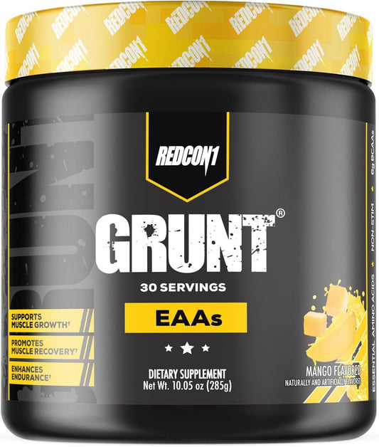 Sugar-Free Mango EAA Powder - REDCON1 Grunt Essential Amino Acids for Post-Workout Recovery (30 Servings)