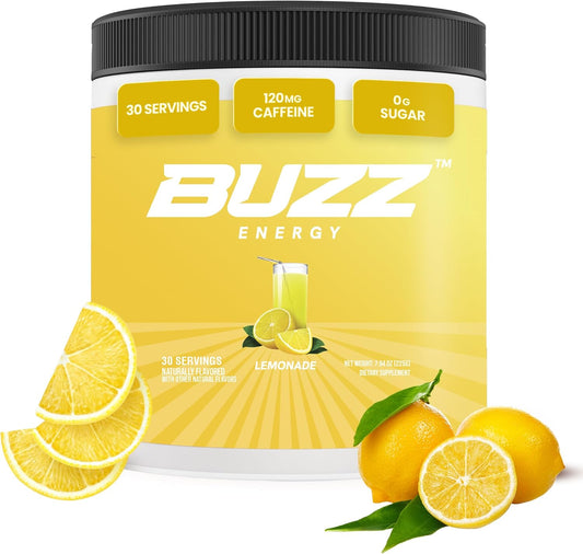 Sugar-Free Morning Buzz Lemonade Energy Drink Powder with Antioxidants - 30 Servings for Sports Nutrition and Endurance Boost
