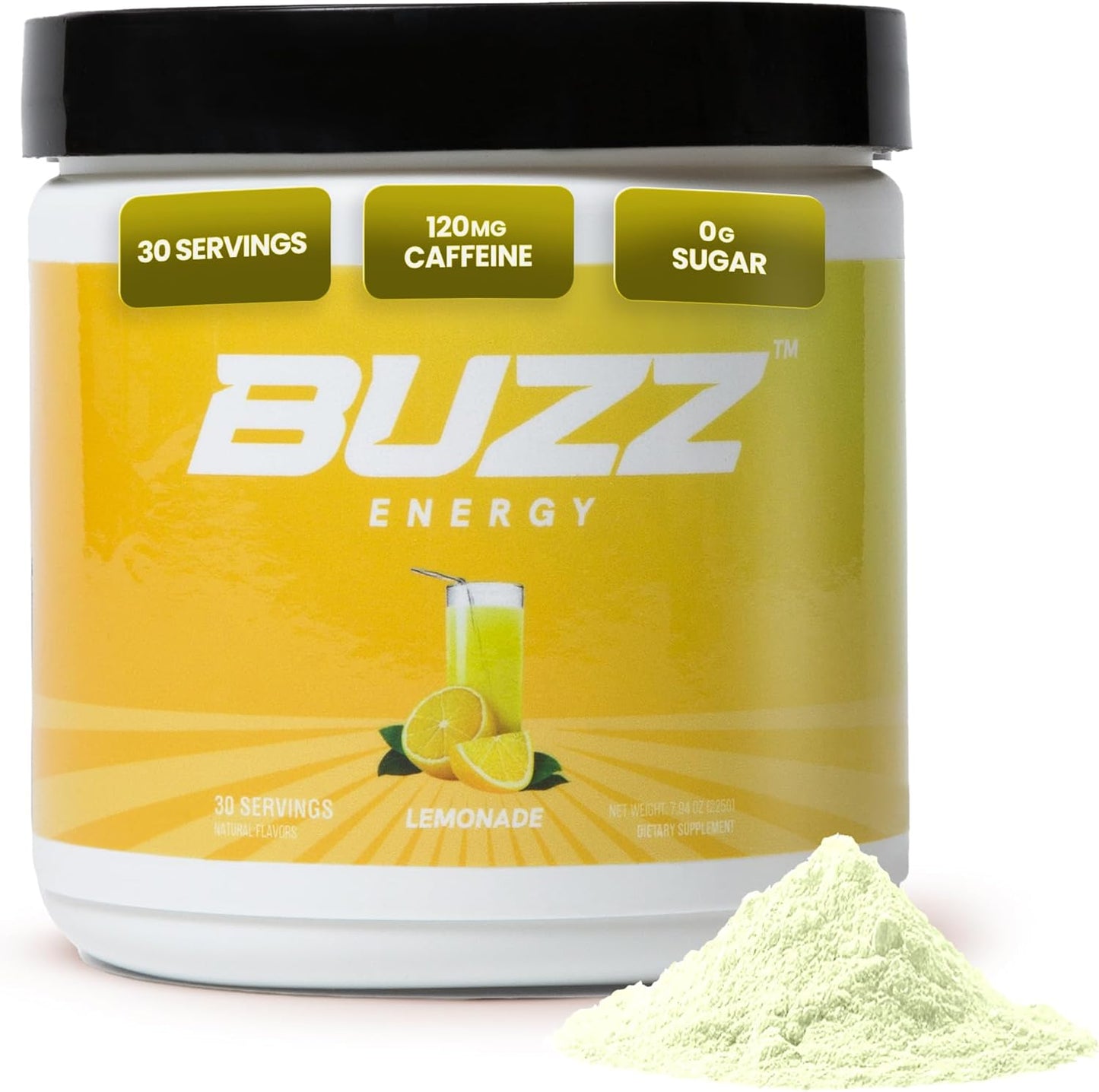 Sugar-Free Morning Buzz Lemonade Energy Drink Powder with Antioxidants - 30 Servings for Sports Nutrition and Endurance Boost
