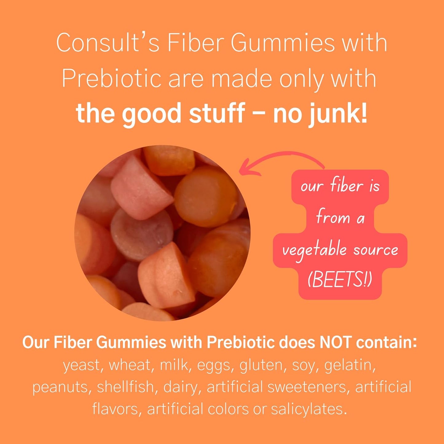 Sugar Free Multi Fruit Flavored Fiber Gummies - 6g Prebiotic Plant-Based Fiber Blend - 120 Count by Consult Health