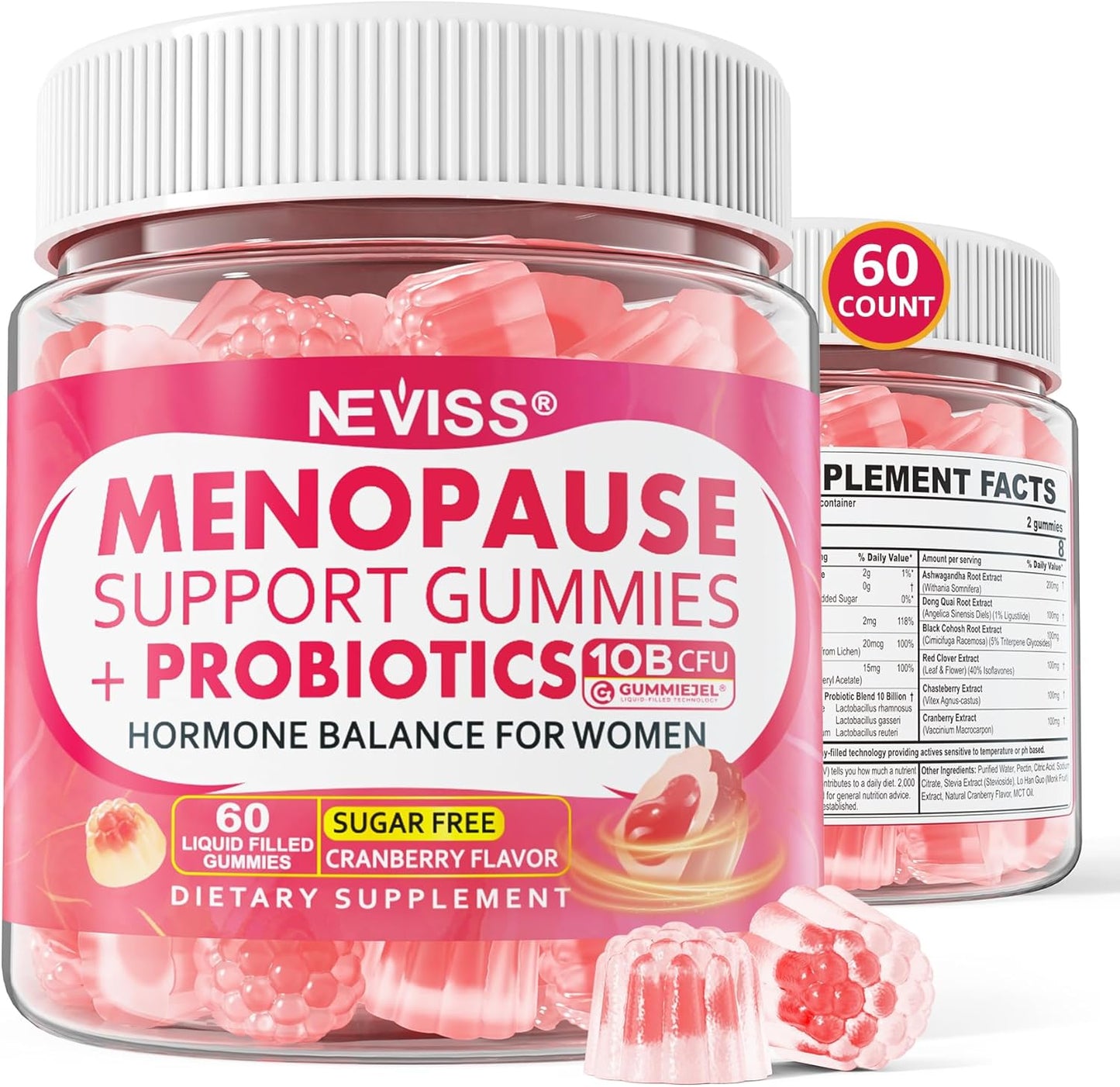Sugar-Free NEVISS Maca Root Gummies with Menopause Probiotic for Women - 2000mg