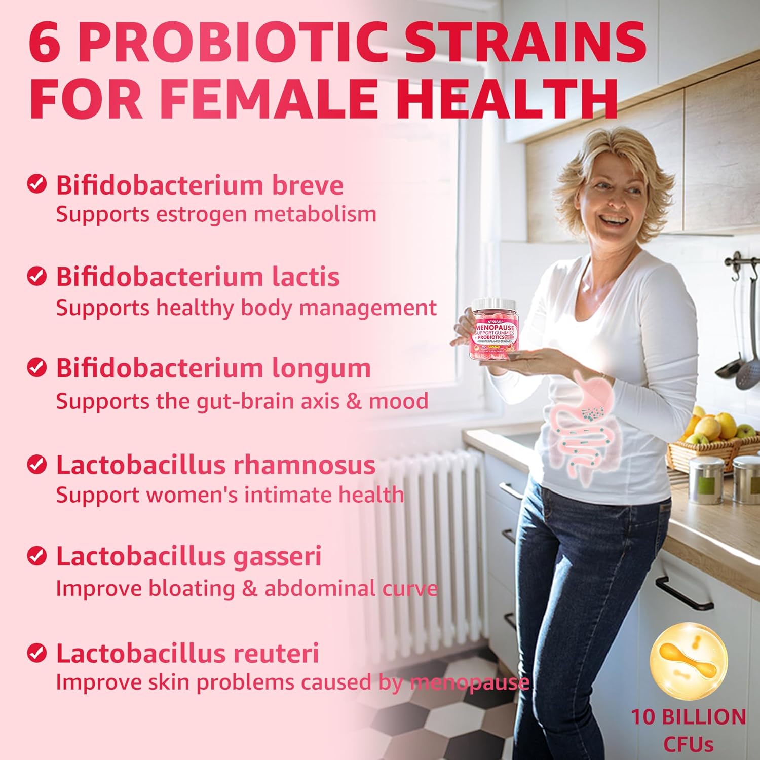 Sugar-Free NEVISS Maca Root Gummies with Menopause Probiotic for Women - 2000mg