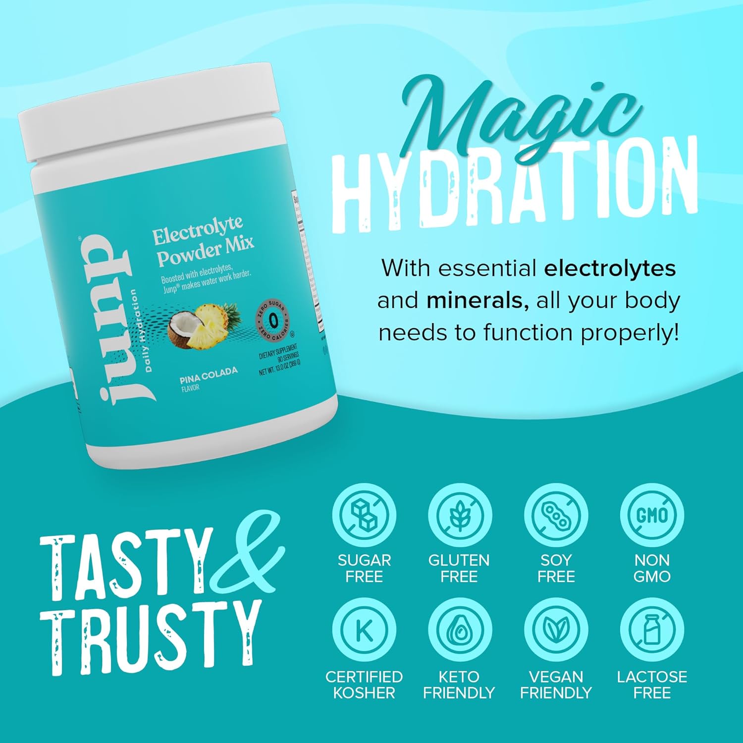 Sugar Free Pina Colada Coconut Pineapple Keto Electrolyte Drink Mix - Zero Carb Hydration Powder with Potassium & Salt - 90ct Powder Packets