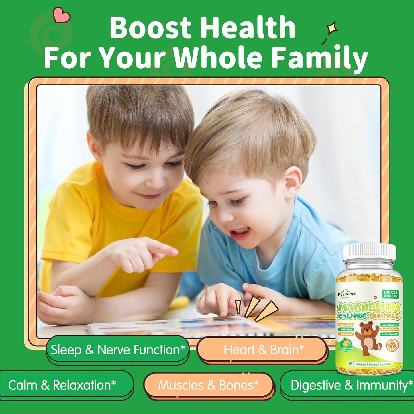 Sugar-Free Pineapple Magnesium Gummies for Kids & Adults - Magnesium Glycinate with L-Theanine, Vitamin B6, D3 for Sleep, Relaxation, Brain Health, and Strong Bones - 120 Count