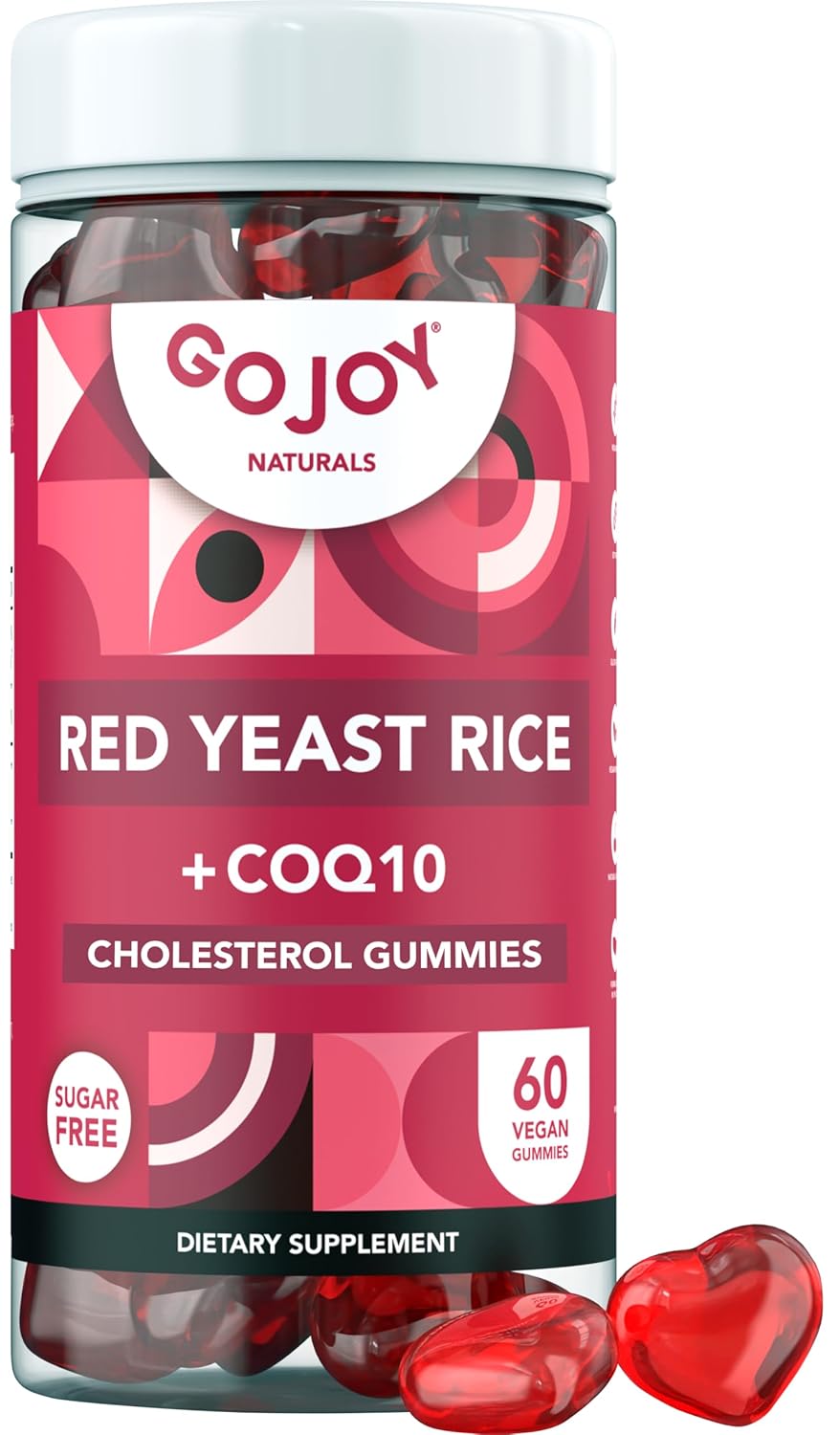 Sugar-Free Red Yeast Rice with CoQ10 Gummies - Vegan Cholesterol Supplements - Gluten-Free & Non-GMO Cholesterol Gummies - 1000 mg Red Rice Yeast Complex - Citrinin-Free Formula