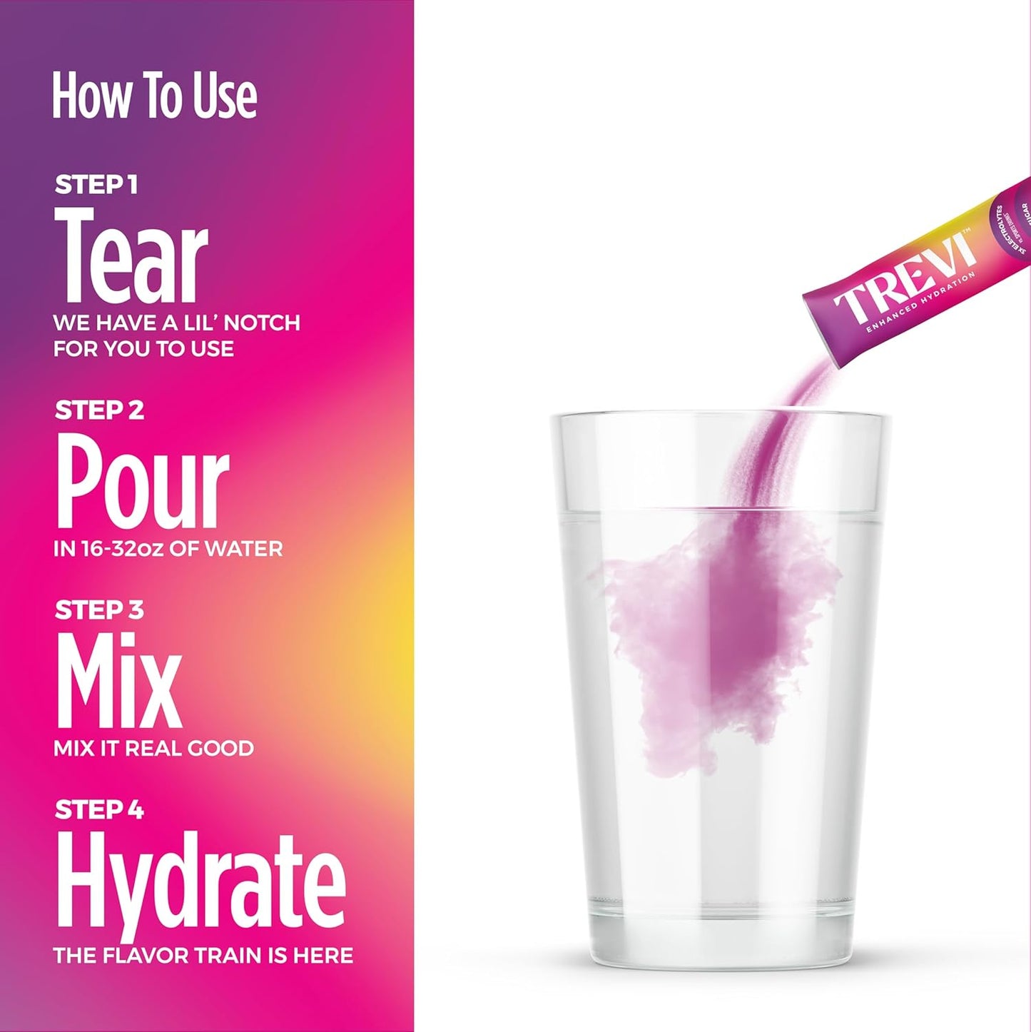Sugar-Free TREVI™ Electrolyte Powder Packets with Himalayan Pink Salt - Hydration Drink Mix with Vitamins & Minerals - Berry Lemonade Flavor - 28 Ct