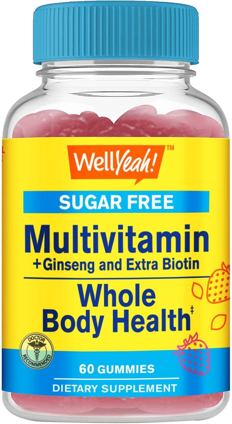 Sugar-Free Vegan Multivitamin Gummies with Ginseng and Essential Nutrients - 60 Gummies