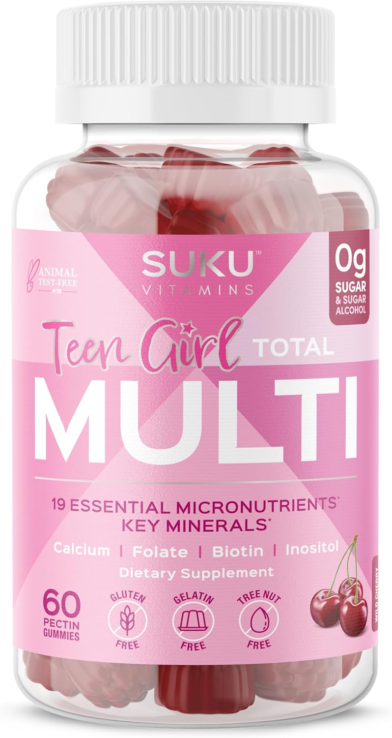 Sugar Free Vegetarian Teen Girl Gummy Vitamins with 19 Essential Nutrients for Bone Strength, Muscle Health, and Energy – Cherry Flavor (60 Count) - BoostGo Australia