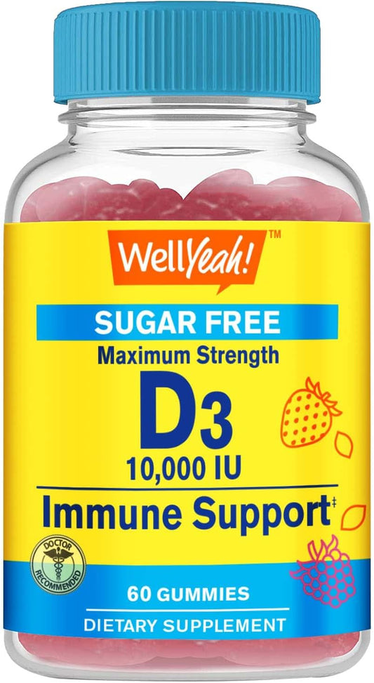 Sugar Free Vitamin D3 10000 IU Gummies - Immune Booster, Bone & Teeth Support - Non GMO, Gluten Free, Vegetarian - Natural Flavors - 60 Gummies - BoostGo Australia