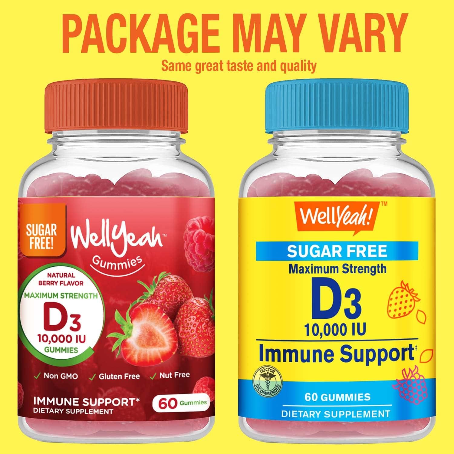 Sugar Free Vitamin D3 10000 IU Gummies - Immune Booster, Bone & Teeth Support - Non GMO, Gluten Free, Vegetarian - Natural Flavors - 60 Gummies - BoostGo Australia