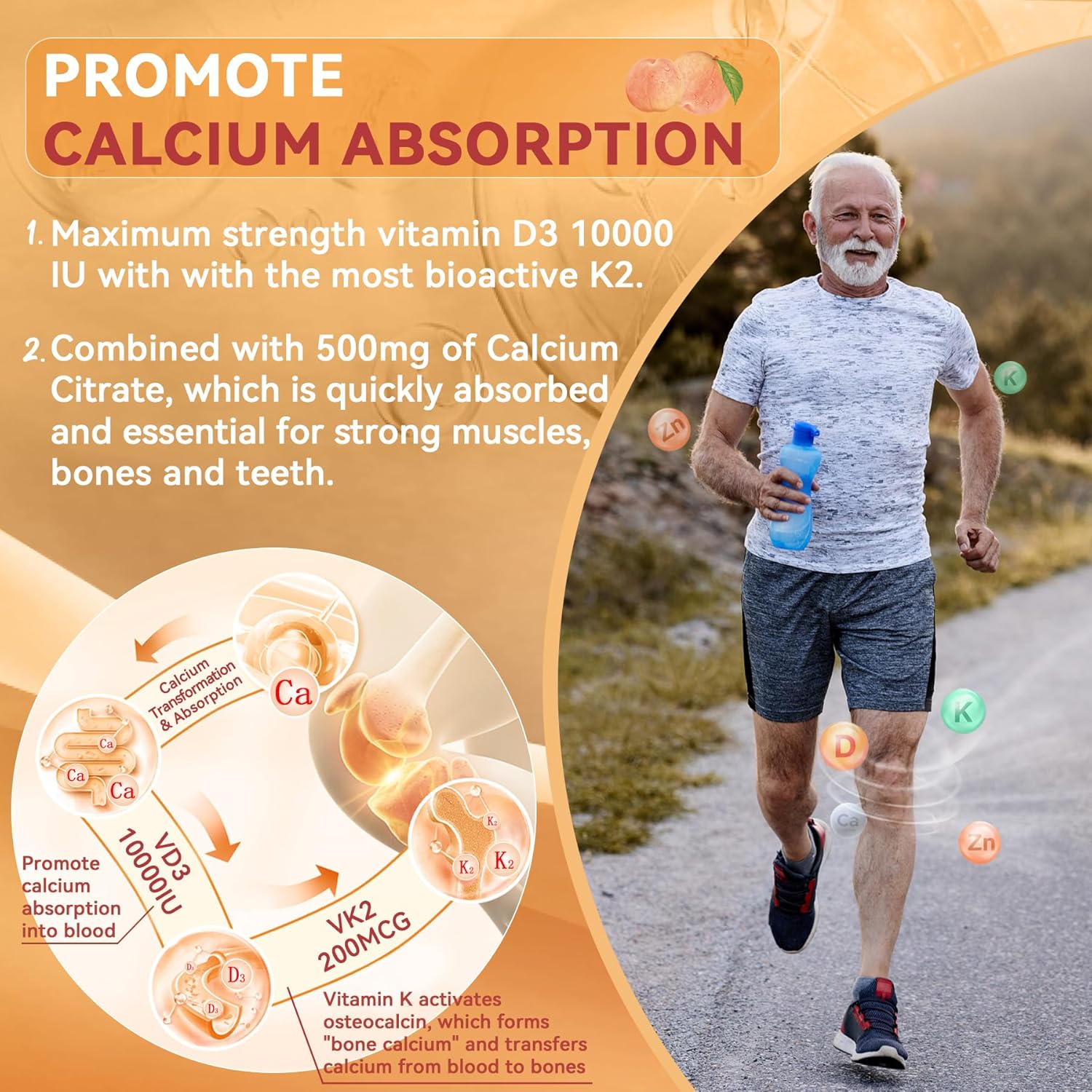 Sugar-Free Vitamin D3 K2 Gummies with Calcium, Magnesium, Vitamin C + Berberine Supplement