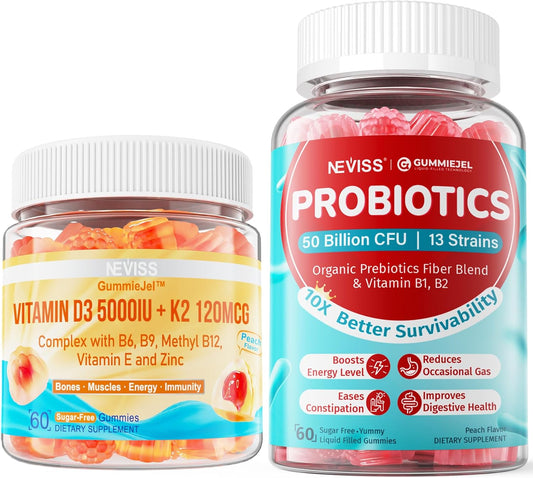 Sugar-Free Vitamin D3 K2 Gummies with Probiotics for Immune Support
