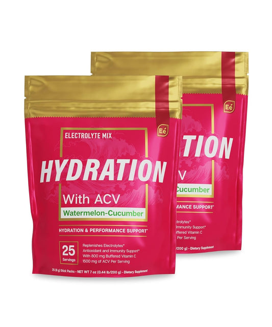 Sugar-Free Watermelon Cucumber Electrolyte Powder Packets with ACV - 50 Stick Packs for Hydration & Vitamin C Boost - BoostGo Australia