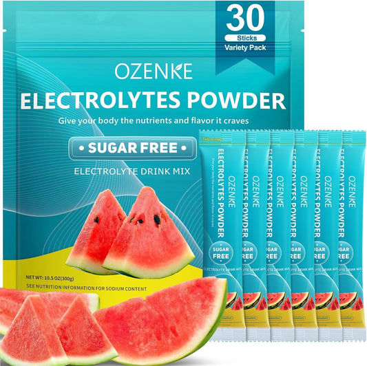 Sugar-Free Watermelon Electrolyte Powder Packets - 30 Sticks for Rapid Hydration