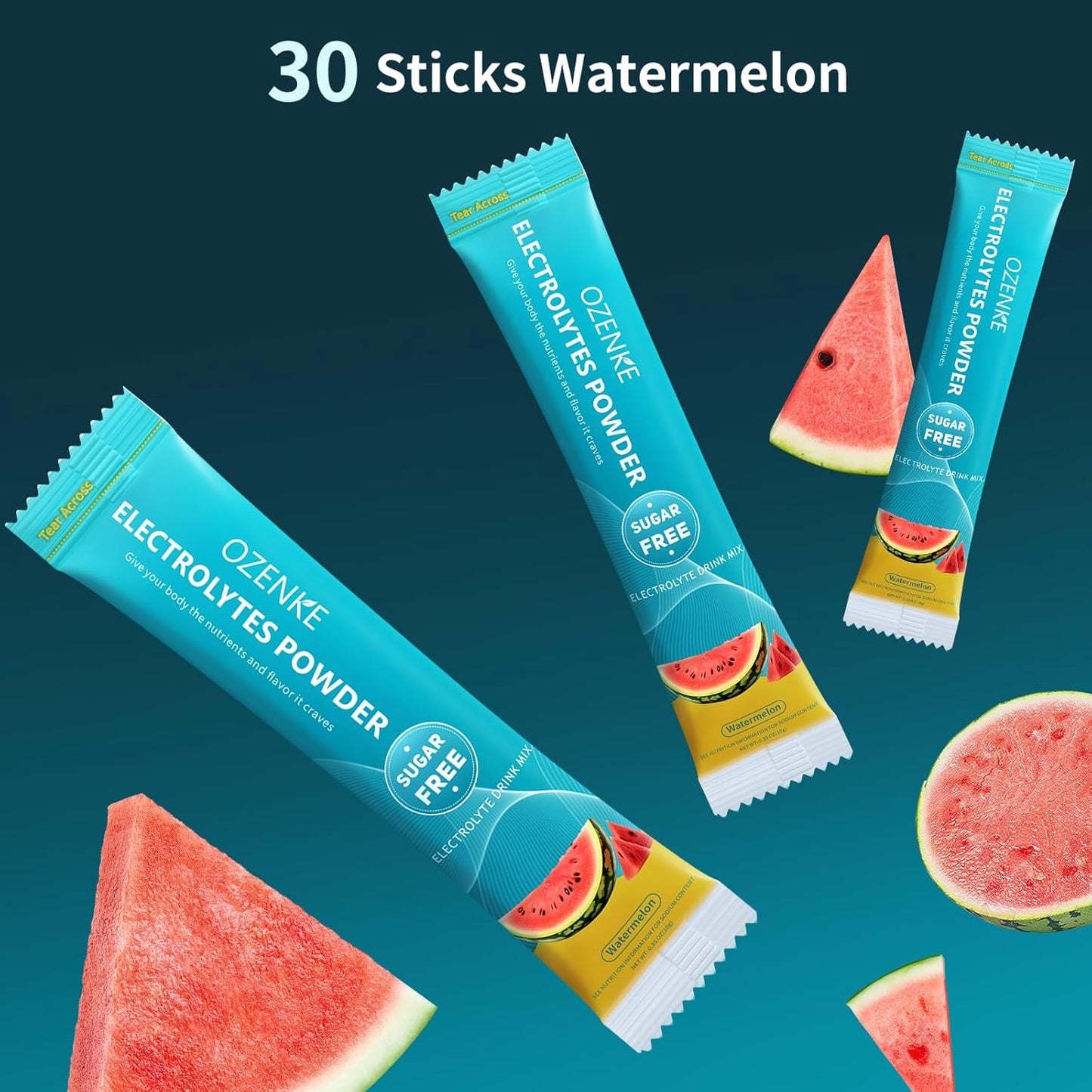 Sugar-Free Watermelon Electrolyte Powder Packets - 30 Sticks for Rapid Hydration