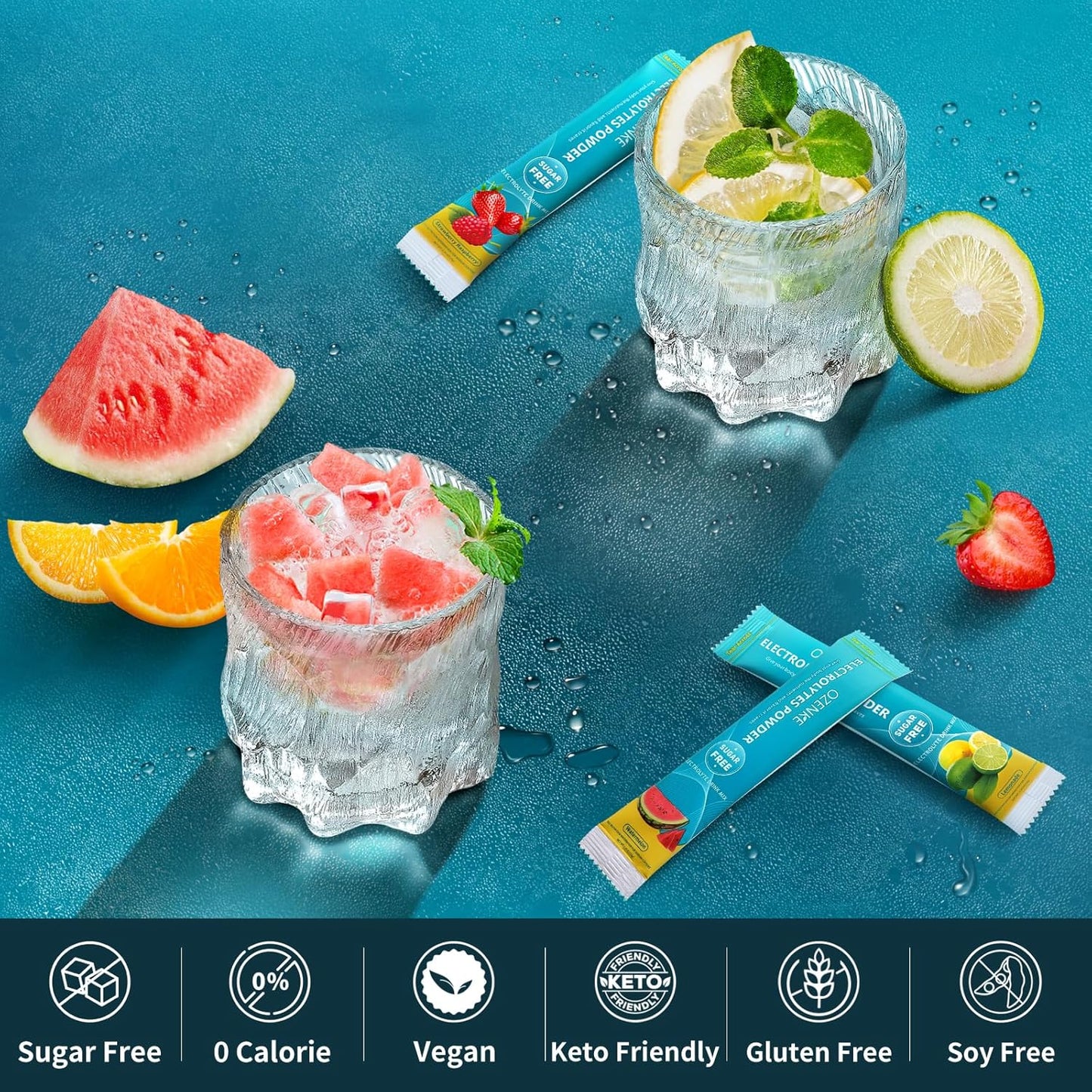 Sugar-Free Watermelon Electrolyte Powder Packets - 30 Sticks for Rapid Hydration