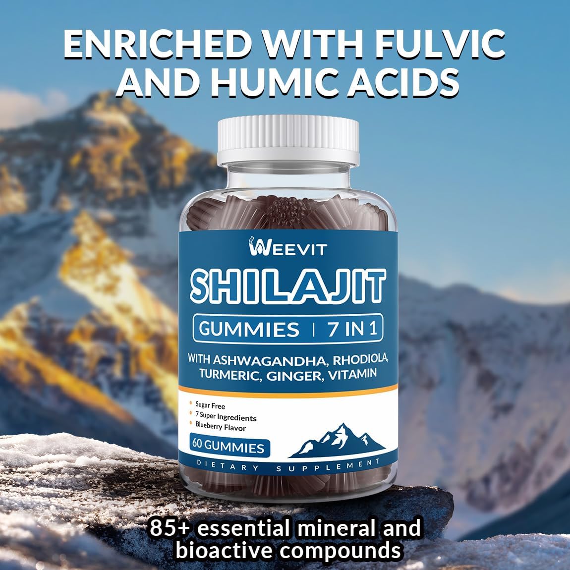 Sugar-Free WEEVIT Shilajit Gummies with 85+ Trace Minerals & Fulvic Acid - Himalayan Supplement for Men & Women