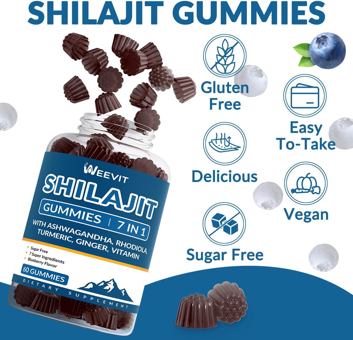 Sugar-Free WEEVIT Shilajit Gummies with 85+ Trace Minerals & Fulvic Acid - Himalayan Supplement for Men & Women