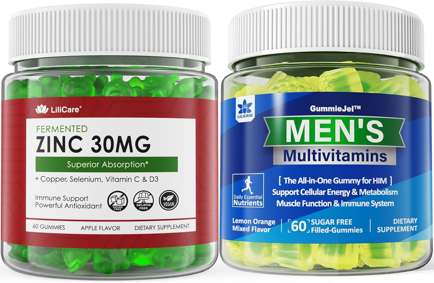 Sugar Free Zinc Gummies and Men's Multivitamins Combo Pack - 3 Pack Bundle