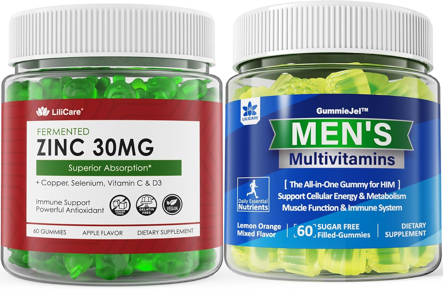 Sugar Free Zinc Gummies and Men's Multivitamins Combo Pack - 3 Pack Bundle