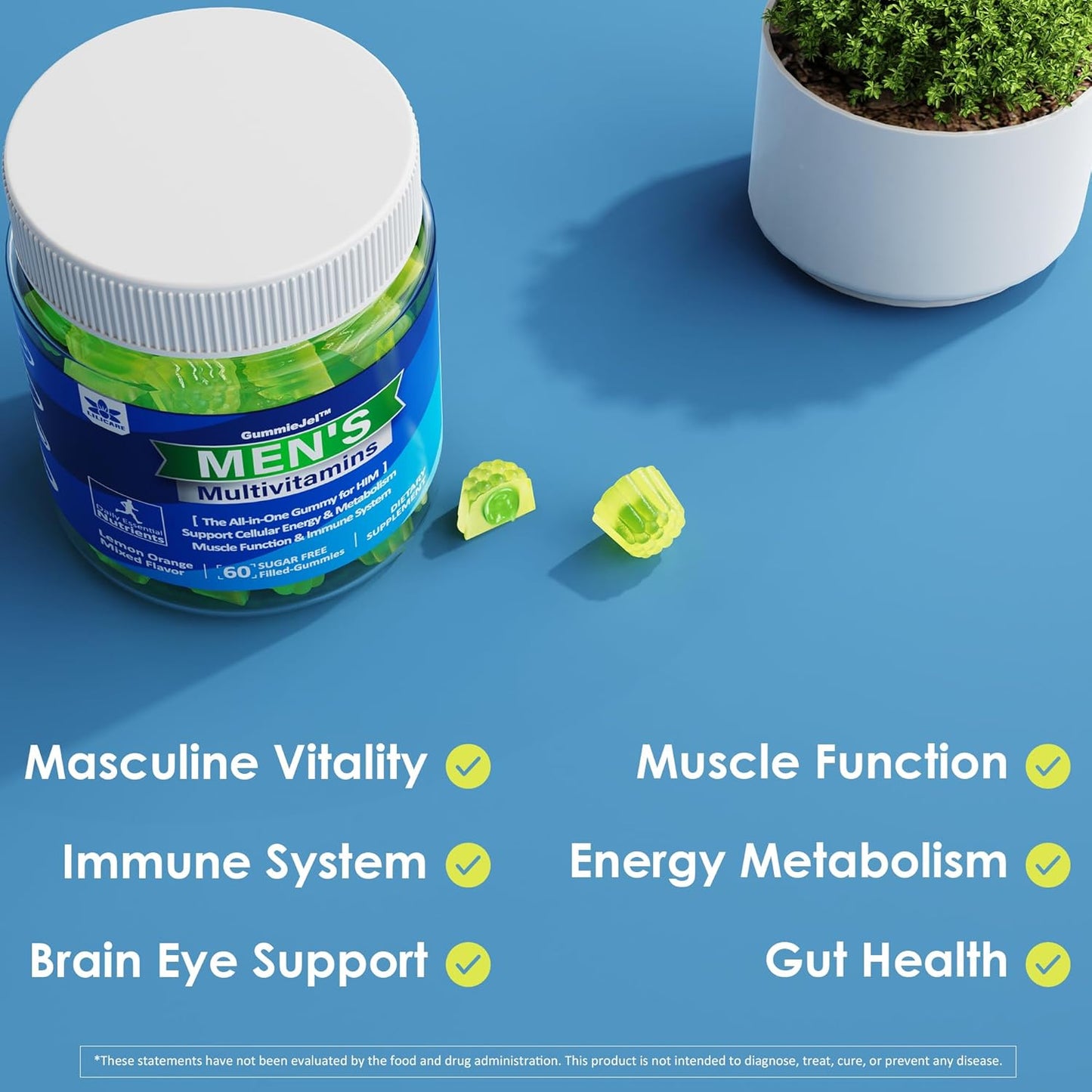 Sugar Free Zinc Gummies and Men's Multivitamins Combo Pack - 3 Pack Bundle