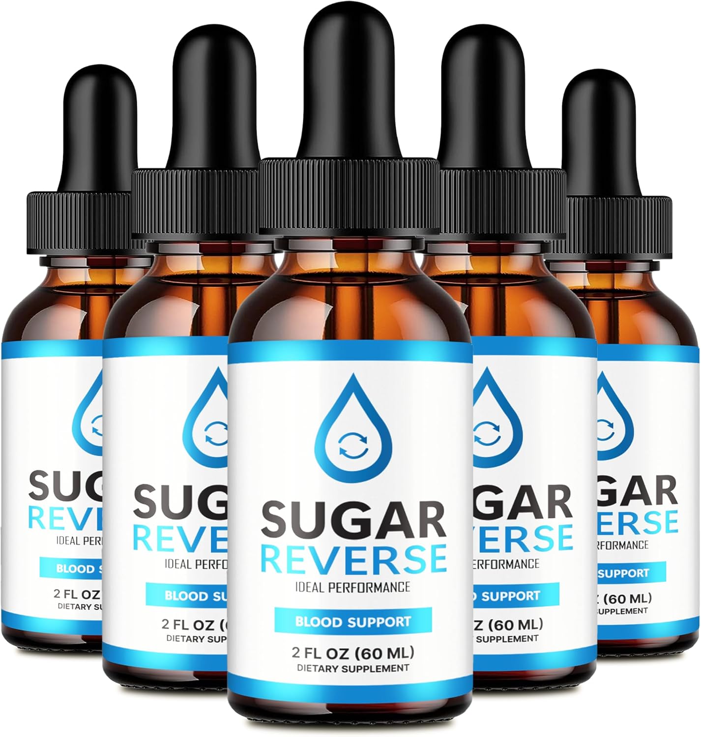 Sugar Reverse Liquid Drops Supplement - Advanced Formula with Maximum Strength Vitamins - 5 Pack of Official Formula for Ideal Performance