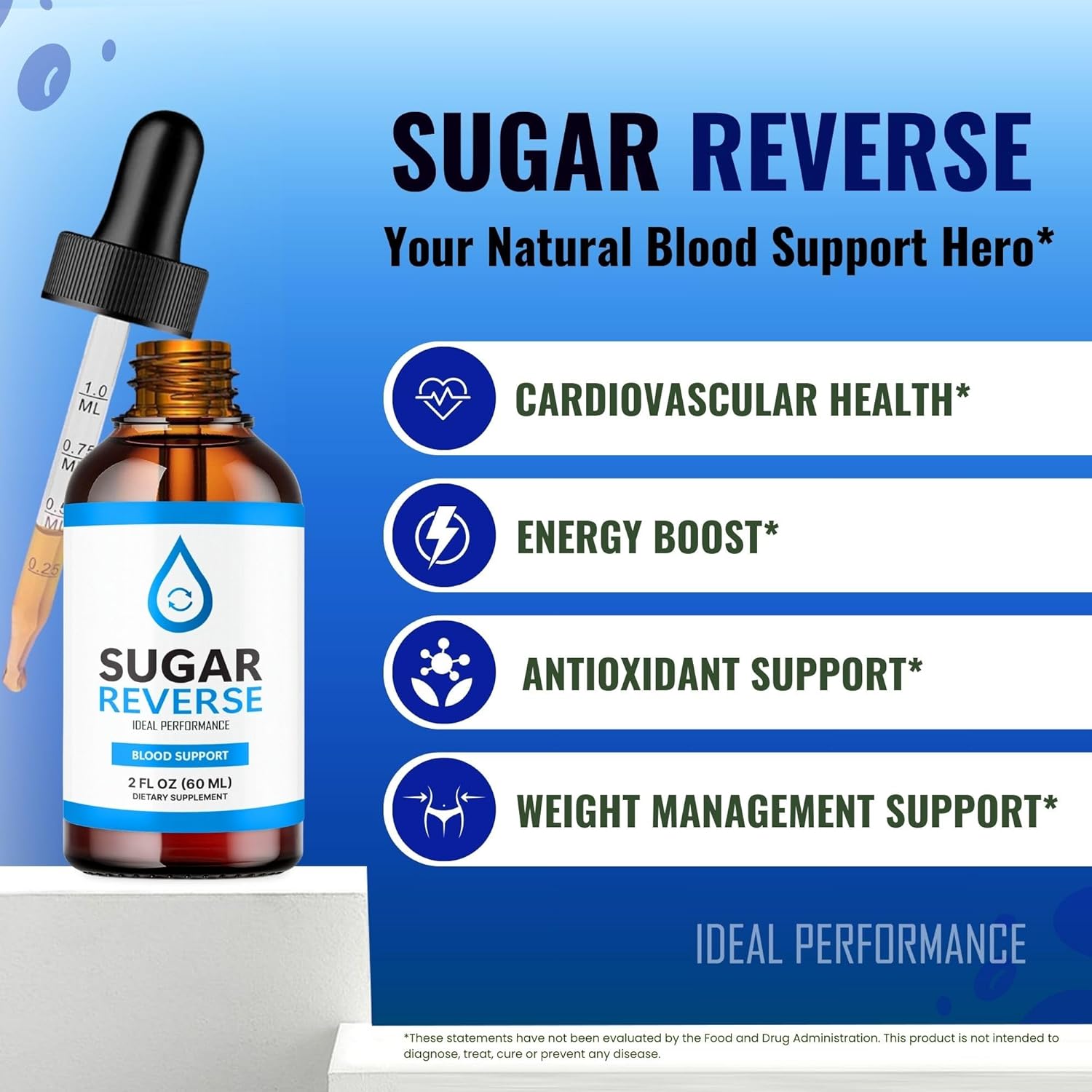 Sugar Reverse Liquid Drops Supplement - Advanced Formula with Maximum Strength Vitamins - 5 Pack of Official Formula for Ideal Performance